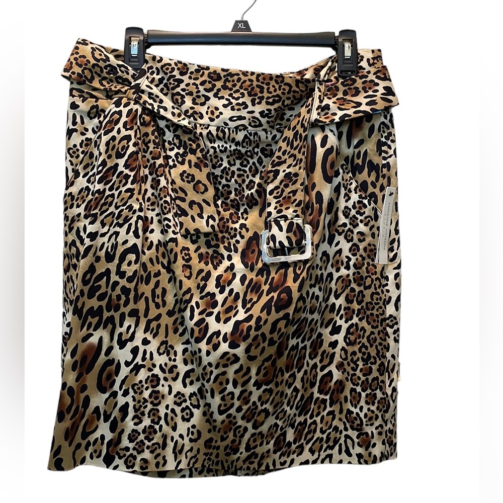 NWT Adrienne Vitadinni Studio Animal Print Skirt with belt women’s size 12
